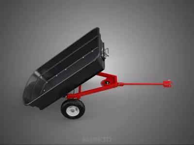TILTING BED POLY DECK TOW TRAILER CARGO CART TRACTOR LAWN MOWER 3D model