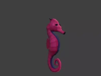 low poly seahorse with multiple different coloured textures  Low-poly 3D model