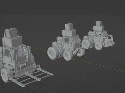 Industrial Machinery Vehicle - Pack Of 3 - Untextured 3D model