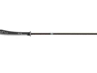 Naginata japanese samurai sword Low-poly 3D model