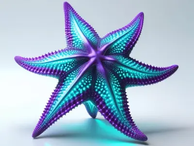 Vibrant SciFi Glowing Starfish Model 3D model