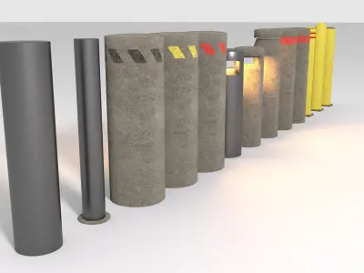 Urban Bollards Low-poly 3D model