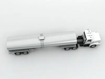 Semi Truck With Milk Tanker Trailer Low-poly 3D model
