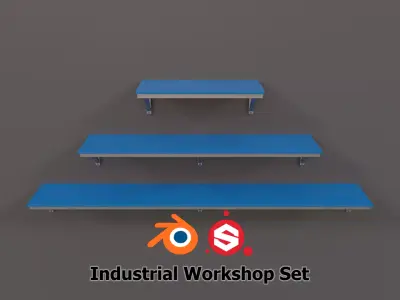 Industrial Workshop Wallshelves PBR Low-poly 3D model