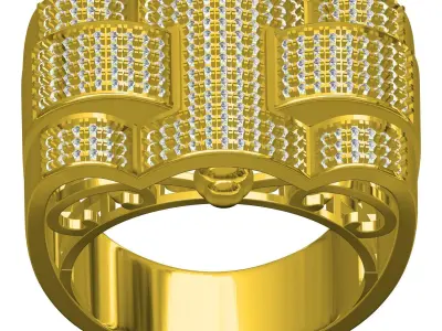 Antique Iced Diamond Hip Hop Ring for Men 3D print model