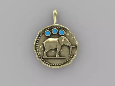 Elephant pendant  ancient coin  3D print model