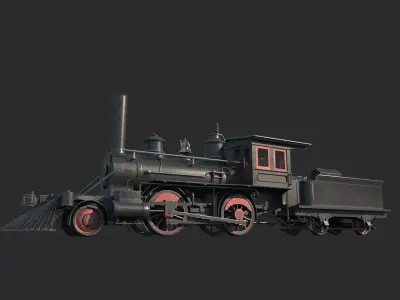 Old-fashioned steam trains using wood as fuel 3D model