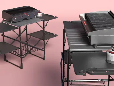  Outdoor Folding BBQ Table with Gas Burner Support 