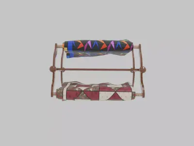 Antique Quilt Stand with Quilts 3D model