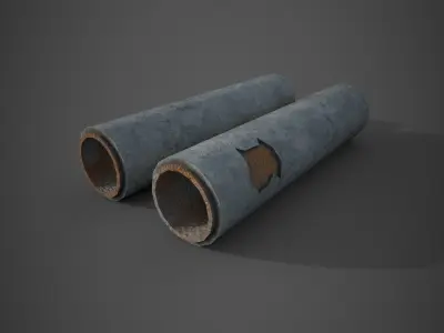 Concrete tubes and pipes  - PBR - lowpoly Low-poly 3D model