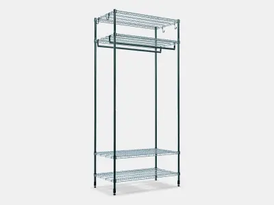 OMAR Bookcase with clothes rack Low-poly 3D model