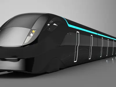Futuristic Train with Cars Black 3D model