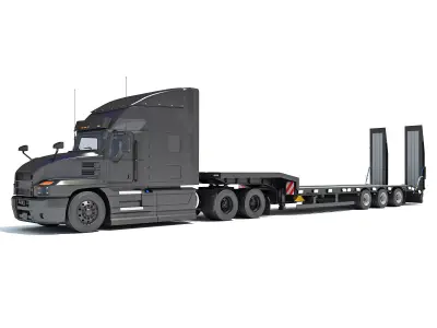 Truck with Platform Trailer 3D model