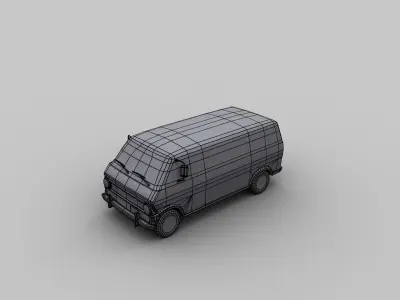 Lowpoly Van 3 three different colored vans Low-poly 3D model
