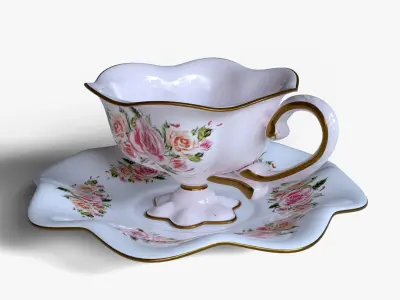 Antique Cup of Tea Low-poly 3D model