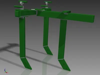 Cultivator metal frame with two legs 3D model
