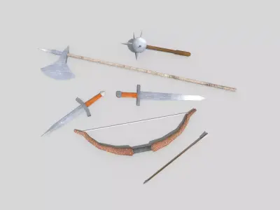 low poly medieval weapons pack 3 Low-poly 3D model
