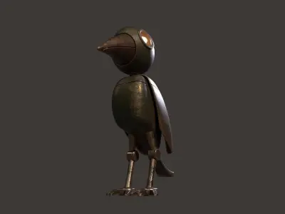 Mechanical Bird Figurine Low-poly 3D model