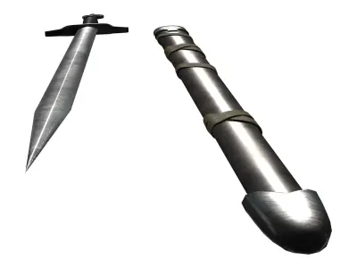 Medieval Warrior Sword And Scabbard Low-poly 3D model