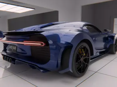 Bugatti chiron full rigged Low-poly 3D model