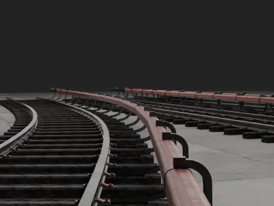 Metro rails Low-poly 3D model