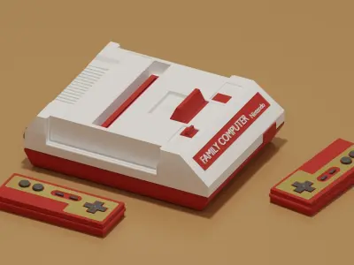 Nintendo Family Computer Famicom Low-poly 3D model