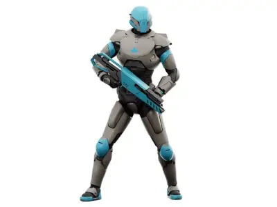 Cyborg Sol 90 Auto Rig Pro Rigged For Mixamo Unreal Engine Unity Free low-poly 3D model