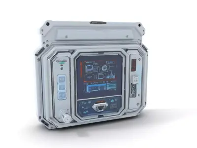 Futuristic Control Panel model pack with digital screen and b... Low-poly 3D model