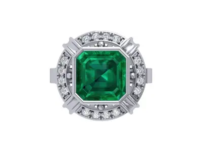 Asscher Art Deco Ring 3D print model 3