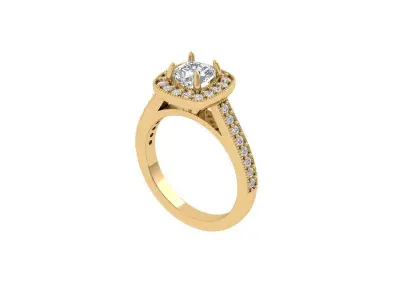  Cushion Solitaire Ring 3D print model