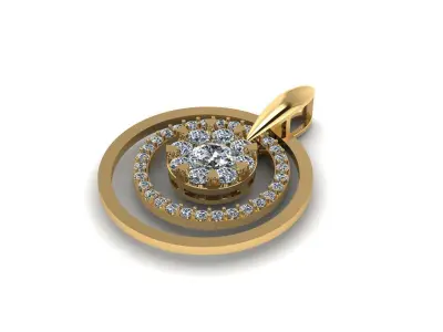 Pedant round with diamond 3D print model