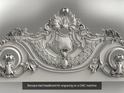 Baroque bed headboard for engraving on a CNC machine 3D Model Pack