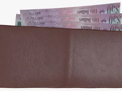 Cayman Islands British 50 Dollar Wallet Money Purse 3D model