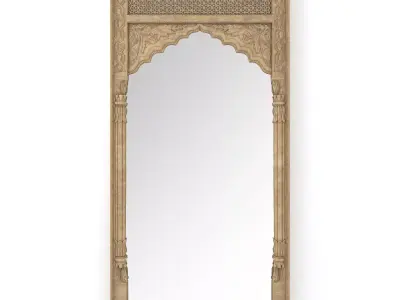 RH HAND-CARVED INDIAN LOTUS MIRROR 3D model