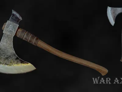 Low Poly War Axe  Free low-poly 3D model