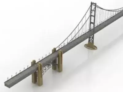 Bridge Golden Gate model Low-poly 3D model