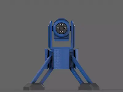 PBR Turret Gun 04 Blue Low-poly 3D model