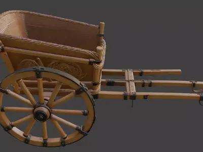 Ornate Wooden Carriage 3D Model 3D model