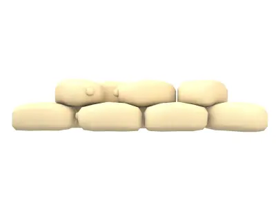 Battlefield Sandbag v1 001 Low-poly 3D model