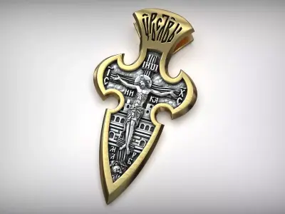 Orthodox Jesus Christ Crucifix Cross Archangel Michael 3D print model