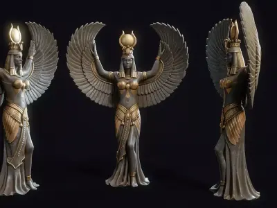 Egyptian Statue God Isis  Low-poly 3D model