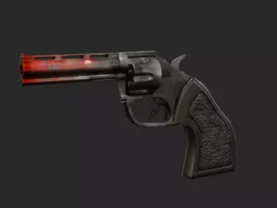 Low poly textured revolver Low-poly 3D model