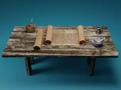 LowPoly Ancient writing instruments Low-poly 3D model