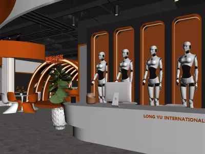 Orange Halo Future Technology Exhibition Lobby 3D model