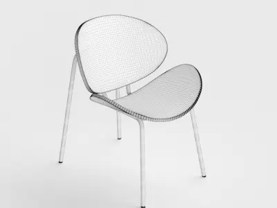 Wood Seat Waiting Room Chair 3D model