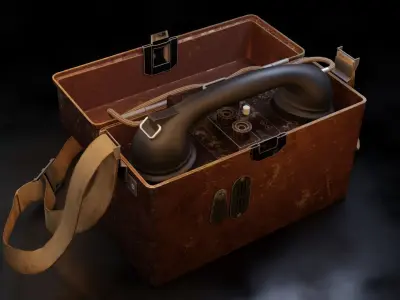 WW2 Military Telephone Low-poly 3D model