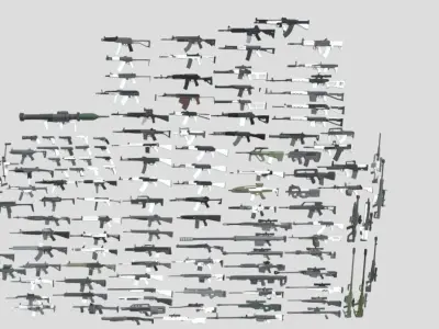 Low Poly 129 Guns Pack 3D model