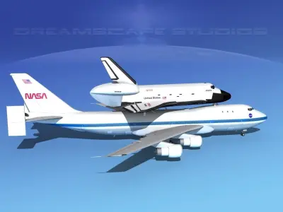 STS Shuttle Atlantis Transport LP 1-2 747 3D model