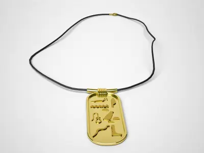 Gold Egyptian Cartouche Necklace 3D model