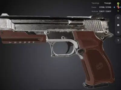 Brown Pistol 3D model 2